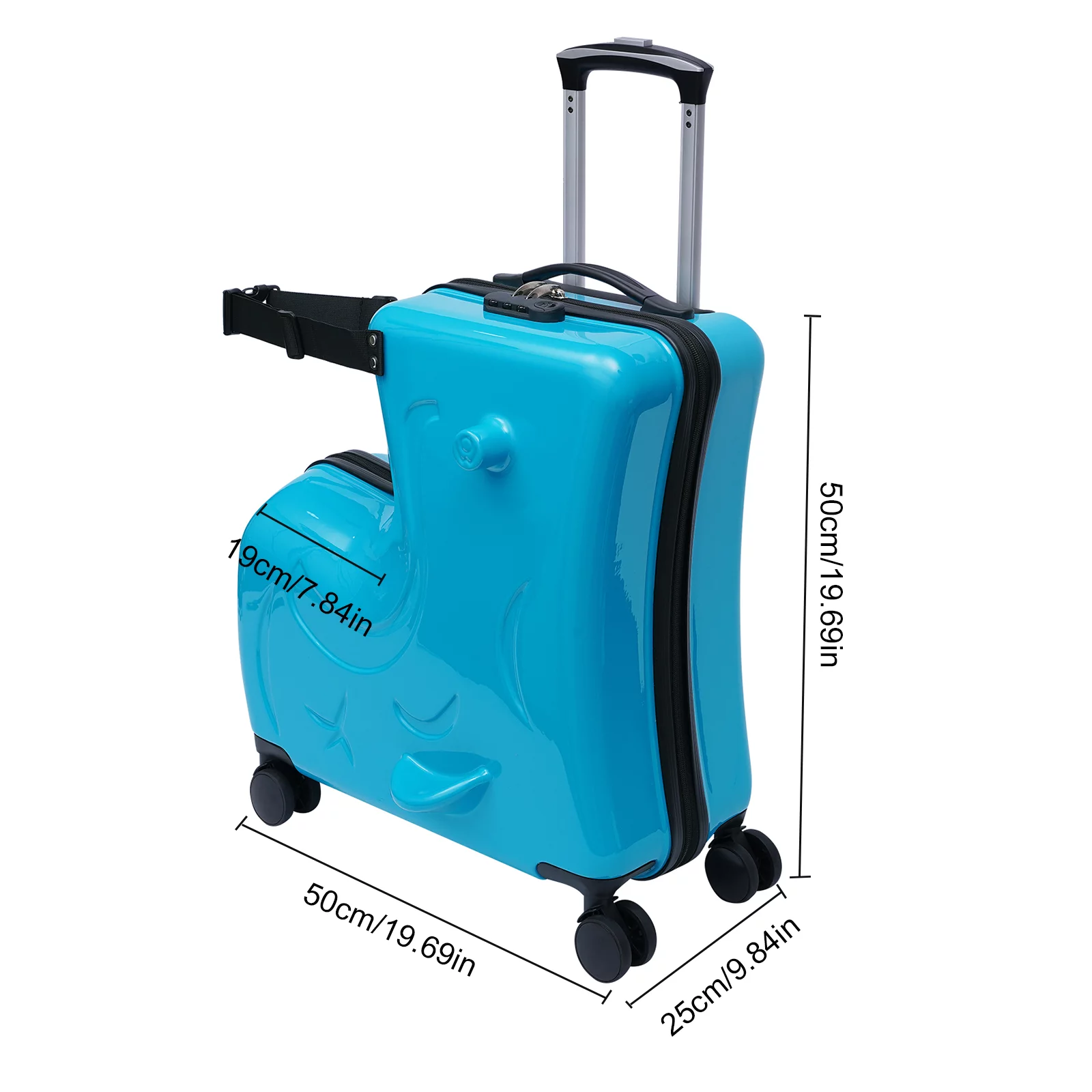 Anqidi 20" Kids Ride On Suitcase Hard Luggage Suitcase Horse-Shape Children Trolley Baggage Travel Case Waterproof with Universal Double-Row Wheels