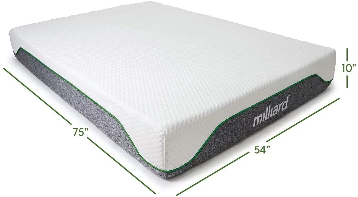 Milliard 10 inch Firm Memory Foam Mattress Bed-in-a-Box/Pressure Relieving, Classic (Queen)