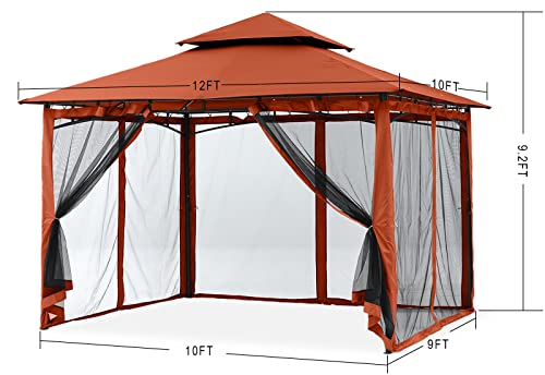 MASTERCANOPY Outdoor Garden Gazebo for Patios with Stable Steel Frame and Netting Walls (11x11,Dark Gray)