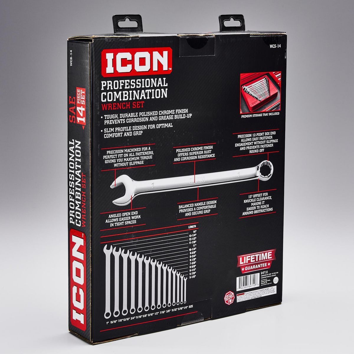 ICON Professional SAE Combination Wrench Set, 14 Piece