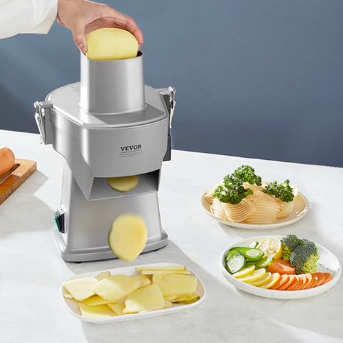 VEVOR Electric Vegetable Slicer, 4 in 1 Multifunctional Food Cutter, 200W Vegetable Chopper for Slicing Shredding Dicing and Slitting