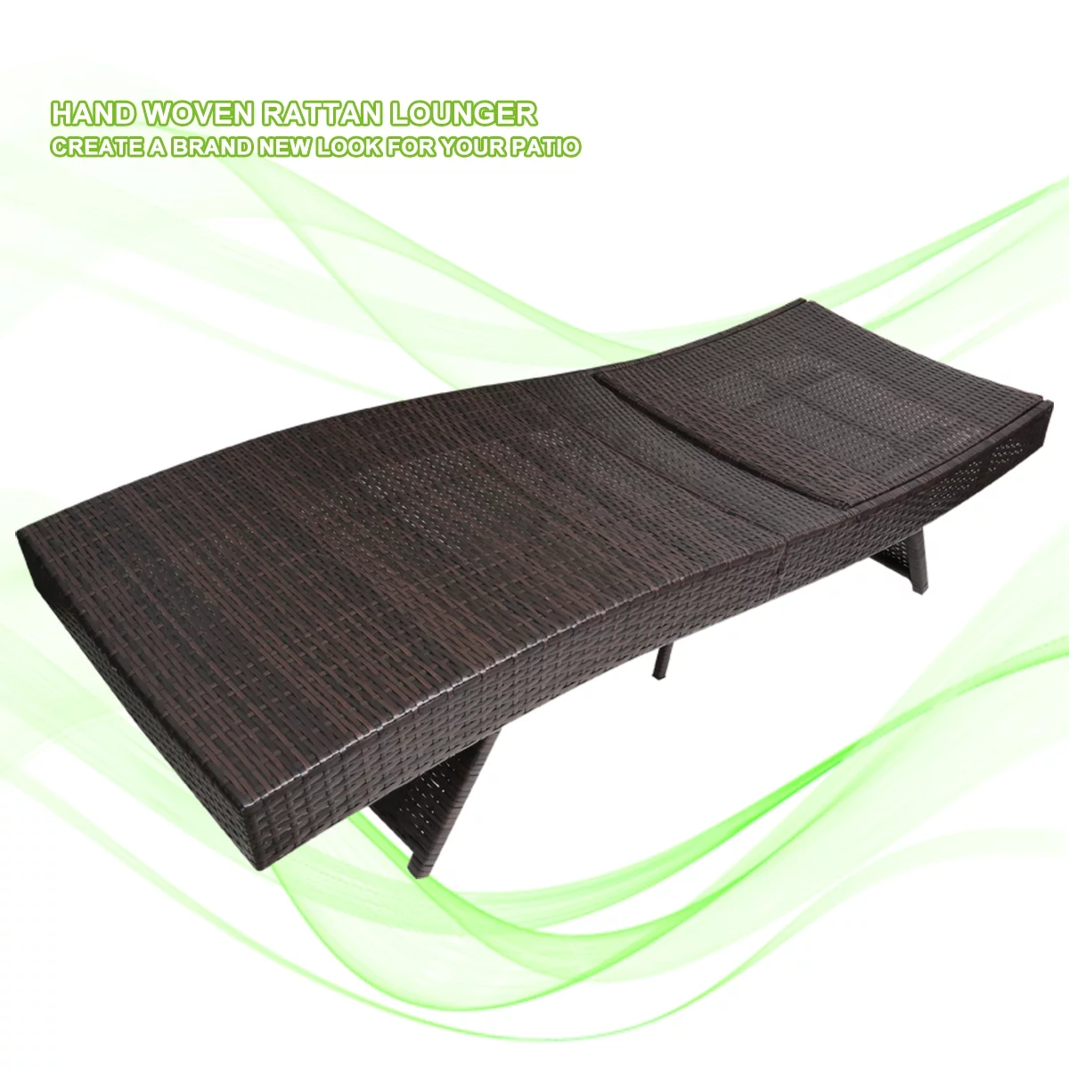 Geniqua Pool Chaise Lounge Chair Outdoor Patio Sunbed Rattan Furniture w/Cushion Beige