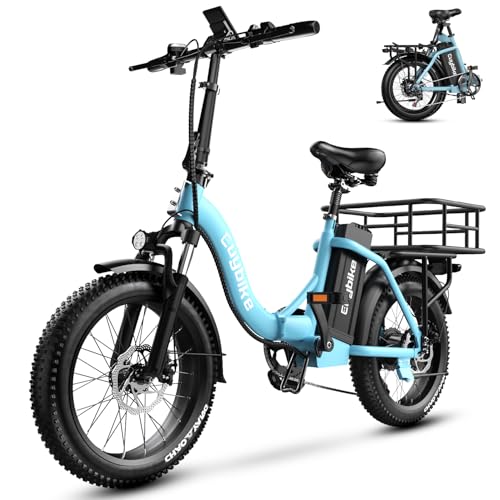 1000W Folding Electric Bike,48V 20AH Removable Battery E Bike,30+MPH,80 Miles Max Range Electric Bike for Adults,20" Fat Tire Foldable ebike