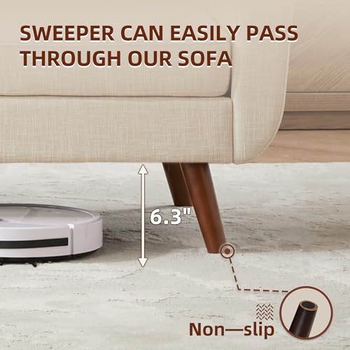 Tbfit L Shaped Couch Sofa, 80" W Mid-Century Modern Sectional Couches, 3 Seater Sofas with Wide Chaise Lounge & Two Pillows