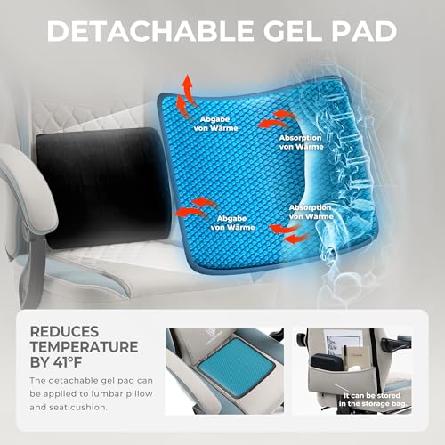 Dowinx Gaming Chair Breathable Fabric Computer Chair with Pocket Spring Cushion, Comfortable Office Chair with Gel Pad and Storage Bag