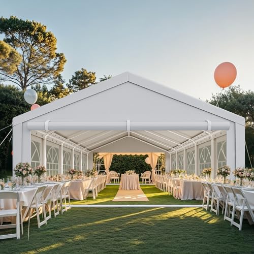 YITAHOME 16x32ft Heavy Duty Party Tent Outdoor Wedding Tent Canopy Event Shelters Upgraded Galvanized Steel Carport with Removable Sidewall Windows
