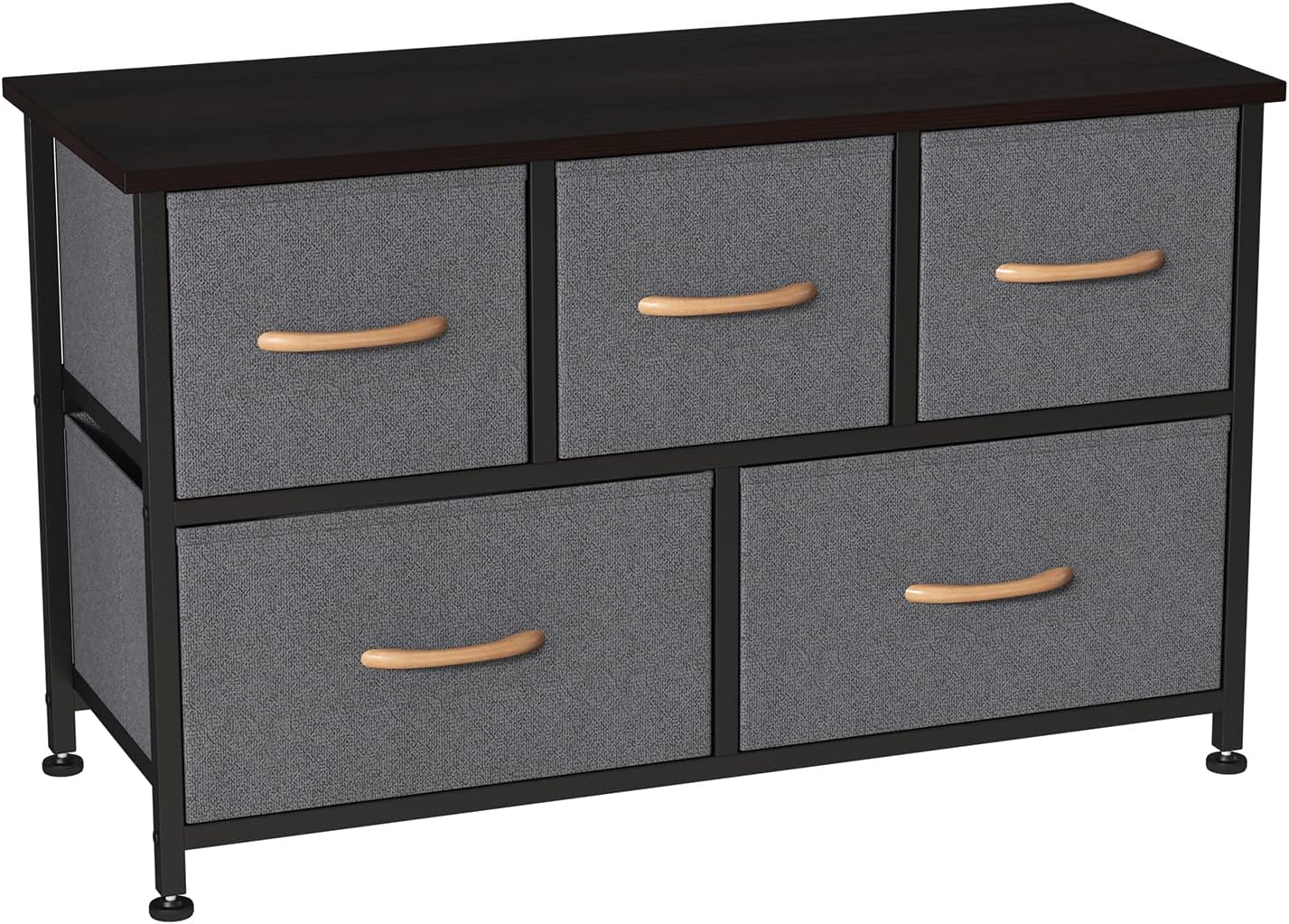 Somdot Dresser with 5 Easy Pull Drawers 39.4'' Wide Fabric Dresser Vertical Storage Tower Organizer Unit for Bedroom Office Laundry Closet Entryway