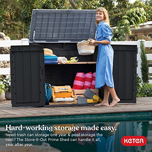 Keter Store-It-Out Prime 4.3 x 3.7 ft. Outdoor Resin Storage Shed with Easy Lift Hinges, Perfect for Yard Tools, Pool Floats and Garden Accessories
