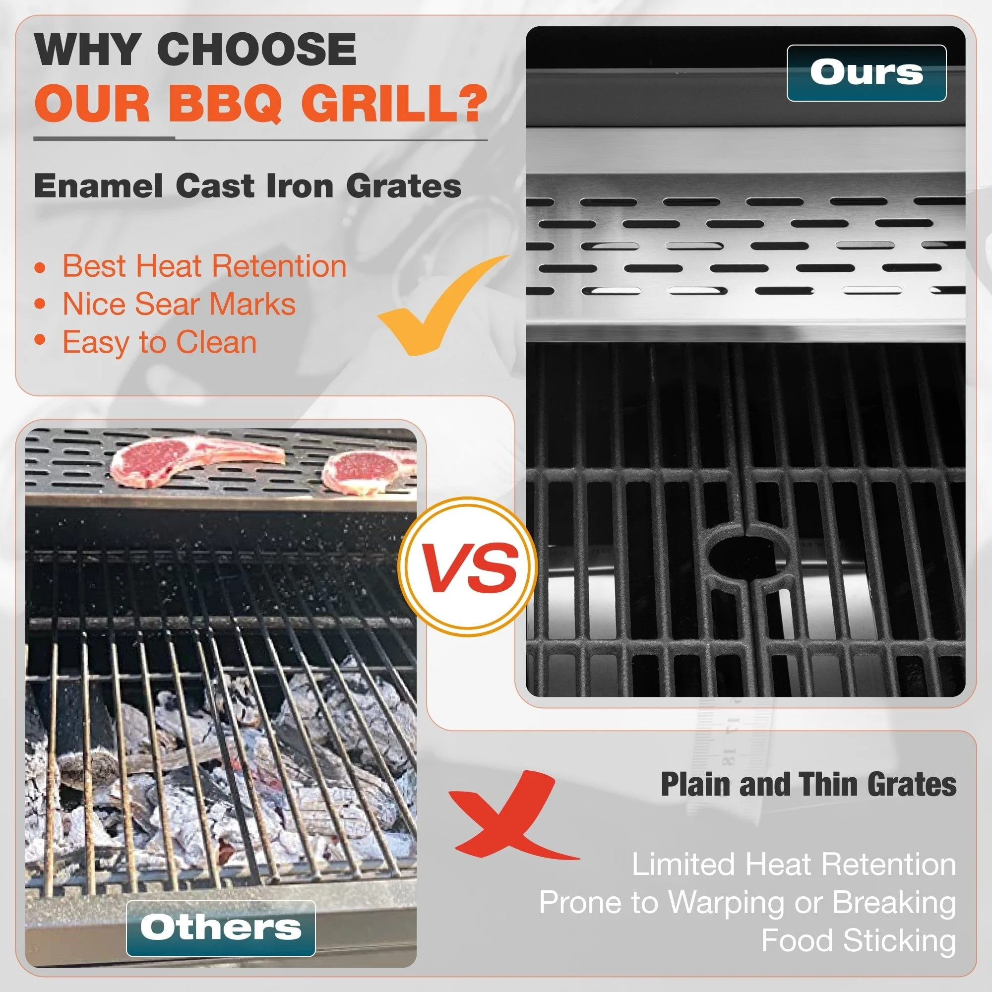 Alpha Joy Dual Fuel Gas and Charcoal Grill Combo with Side Burner