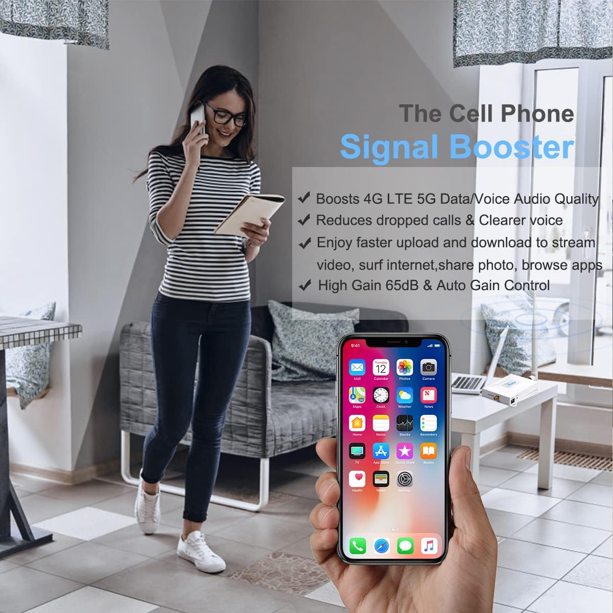 Verizon Cell Phone Signal Booster AT&T Signal Booster 4G LTE 5G T Mobile Band 12/13/17 Cell Phone Booster Verizon Signal Booster ATT Cell Booster