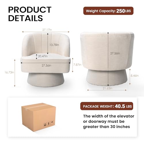 Swivel Barrel Chair Modern 360 Degree Round Swivel Accent Chair Comfortable Upholstered Linen Fabric Swivel Arm Chair Sofa Chair for Living Room