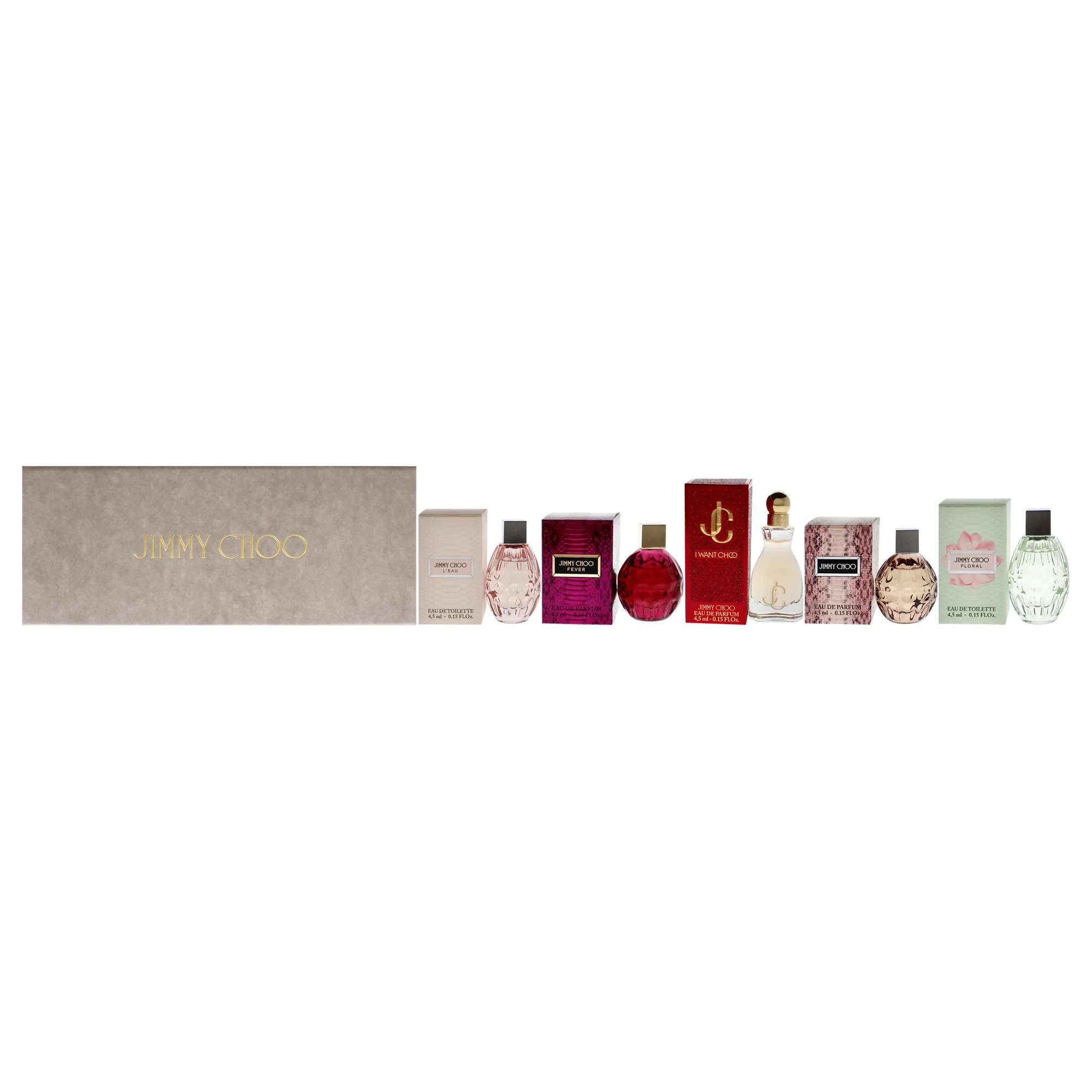 Jimmy Choo The Jimmy Choo Miniatures Collection by Jimmy Choo for Women - 5 Pc Mini Gift Set 0.15oz LEau EDT Splash, 0.15oz Floral EDT Splash