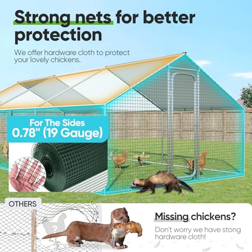 Quictent Large Metal Chicken Coop Run for 10+ Poultry with Galvanized Hardware Cloth and Waterproof Roof Cover