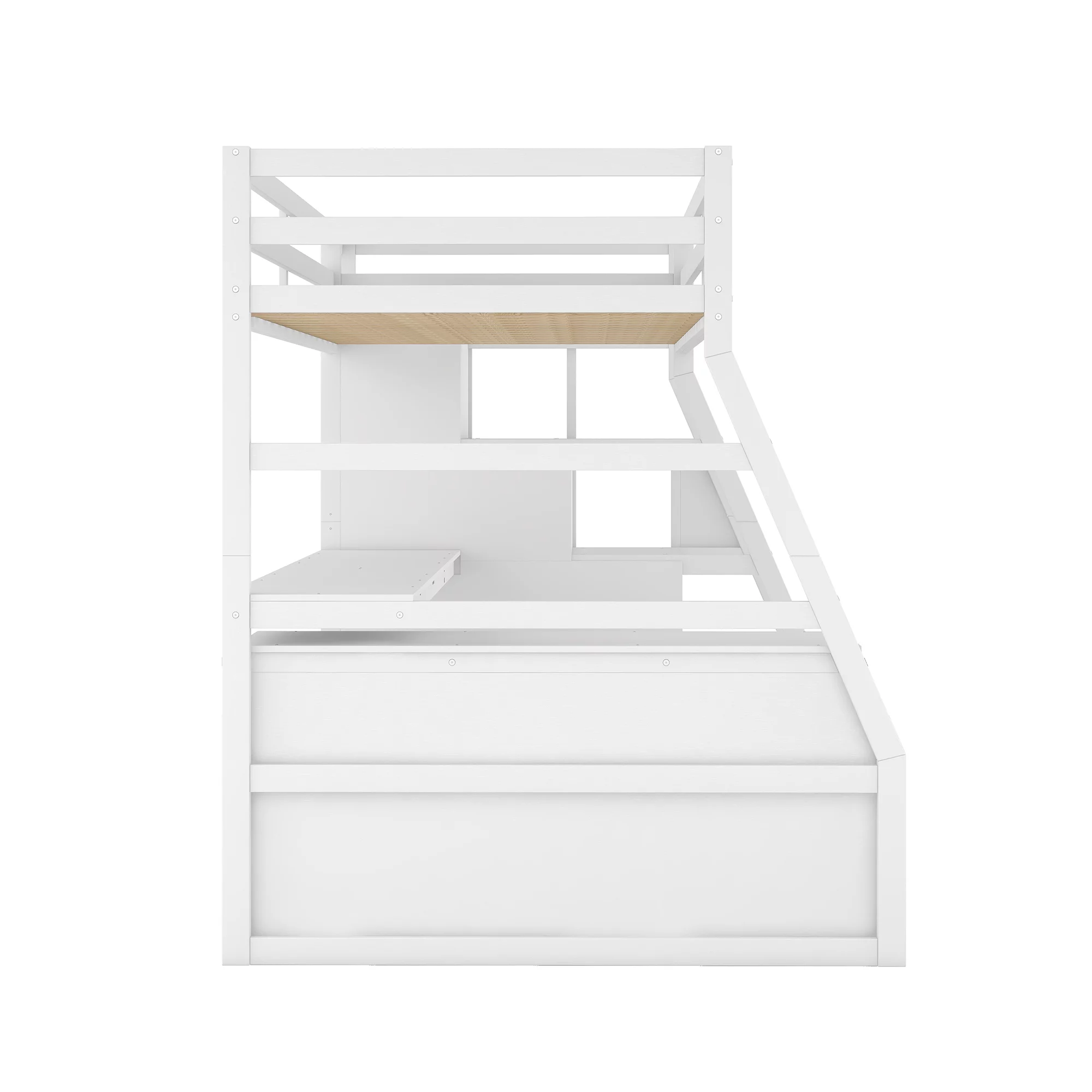 Twin Size Loft Bed Frame with 7 Drawers 2 Shelves and Desk, Health and Comfort Storage Shelves and Writing Desk, Wooden Loft Beds with Stairway