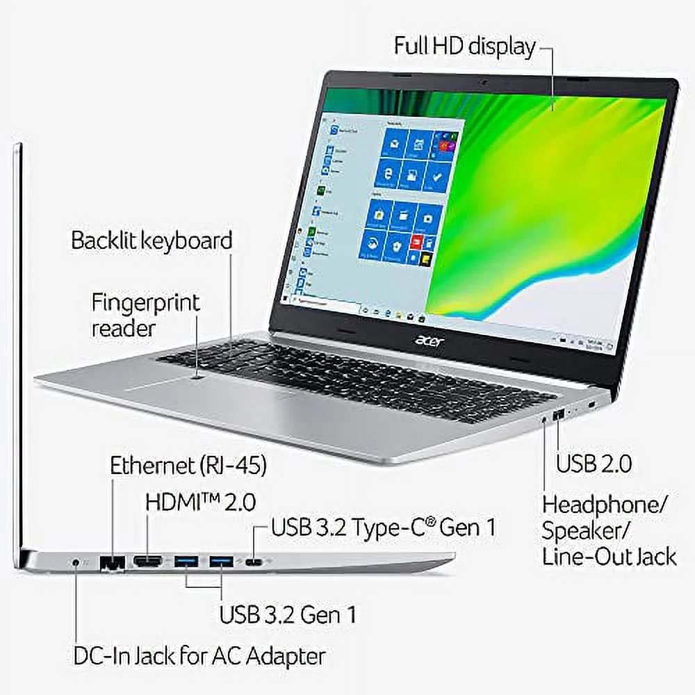 Acer Aspire 5 A515-46-R14K Slim Laptop | 15.6" Full HD IPS | AMD Ryzen 3 3350U Quad-Core Mobile Processor | 4GB DDR4 | 128GB NVMe SSD | WiFi 6 |