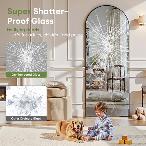 Floor Mirror, 78"x38" Oversized Full Length Mirror with Stand,Arched Full Body Mirror Standing Hanging Leaning Against Wall
