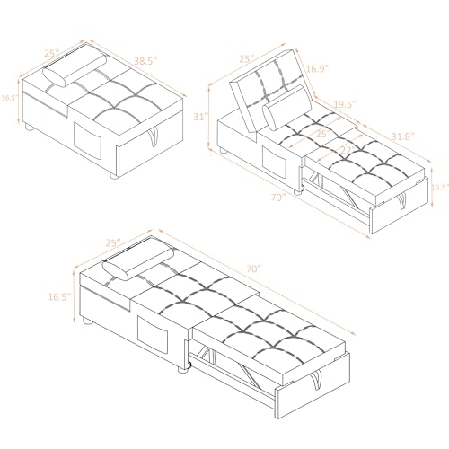 3-in-1 Multi-Functional Sofa Bed,Sleeper Chair Bed