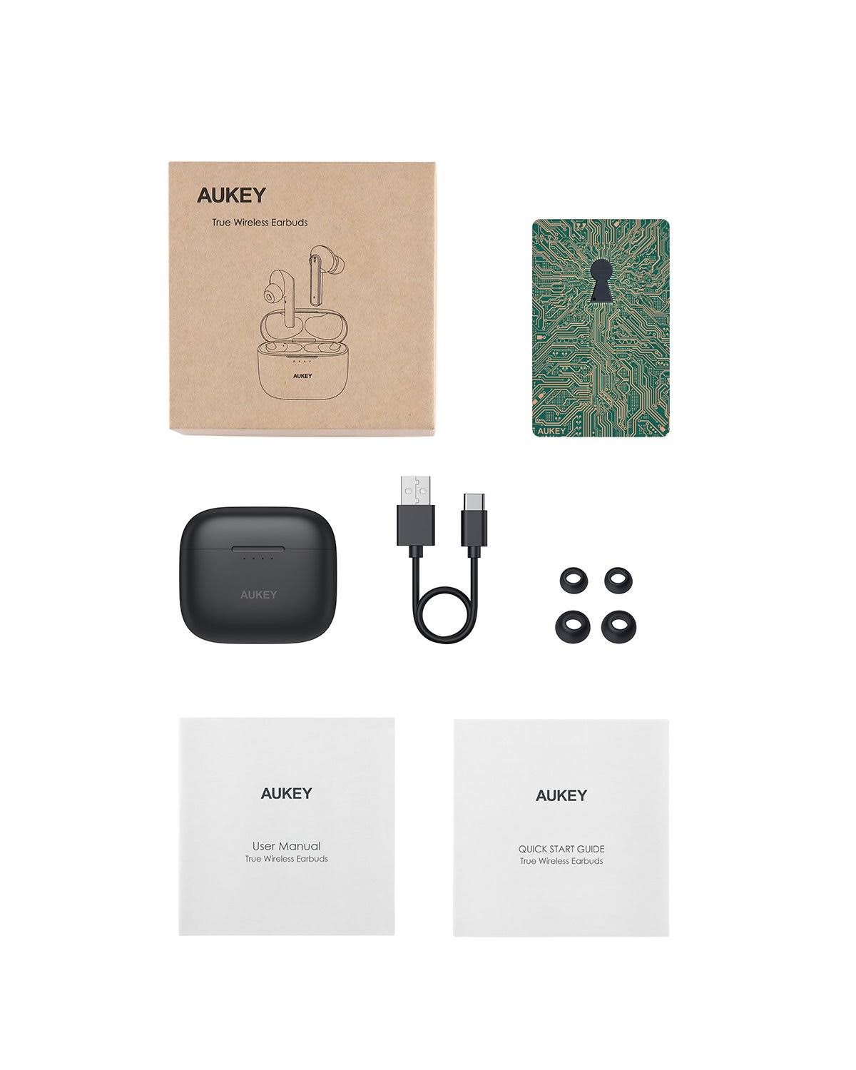 Aukey True Wireless Earbuds Active Noise Cancelling Bluetooth 5, with 4 Built-in