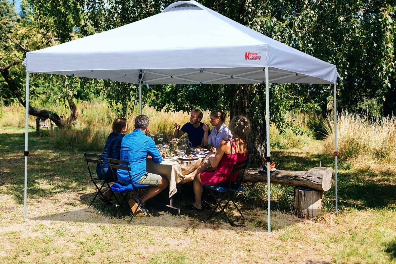 MASTERCANOPY Pop-Up Canopy Tent Commercial Instant Canopy with Wheeled Bag,Canopy Sandbags x4,Tent Stakesx4(10&x10& White)