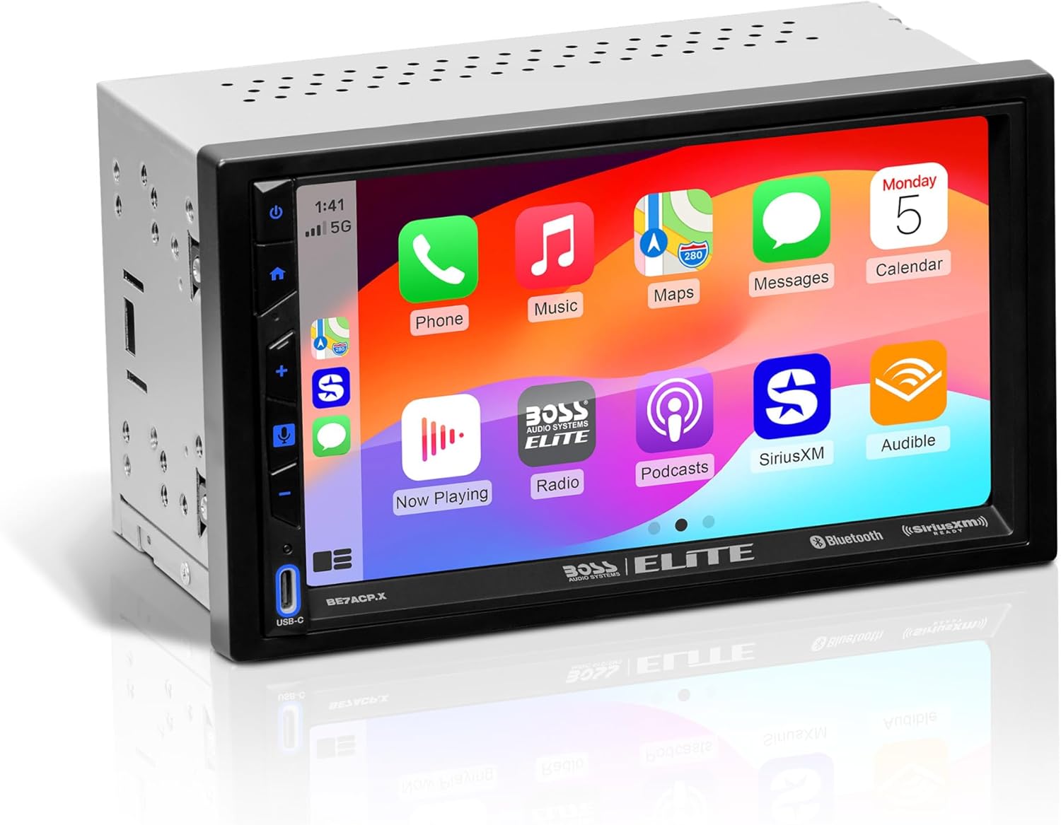BOSS Audio Systems Elite BE7ACP.X Double DIN Car Stereo Apple CarPlay Android Auto, 7 Inch Touchscreen, Sirius XM-Ready, Bluetooth, Multicolor Panel