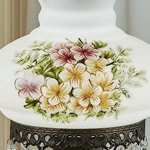 Touch of Class Abigail Hurricane Style Parlor Table Lamp - Antique Victorian Aesthetic - Painted by Hand - Floral Designs