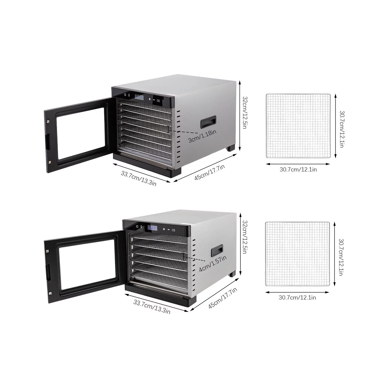 6/8 Trays Food Dry Dehydrator Stainless Steel Meat Fruit Vegetable Dryer Machine