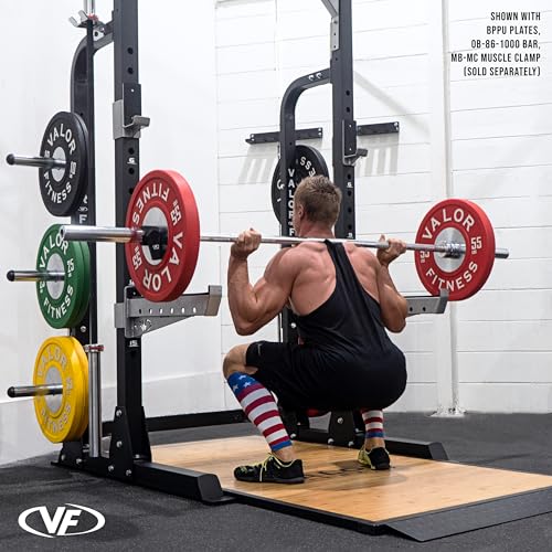 Valor Fitness Half Rack Squat Machine - 5 Position Multi-Grip Pull Up Station - Adjustable Height, Plate Storage