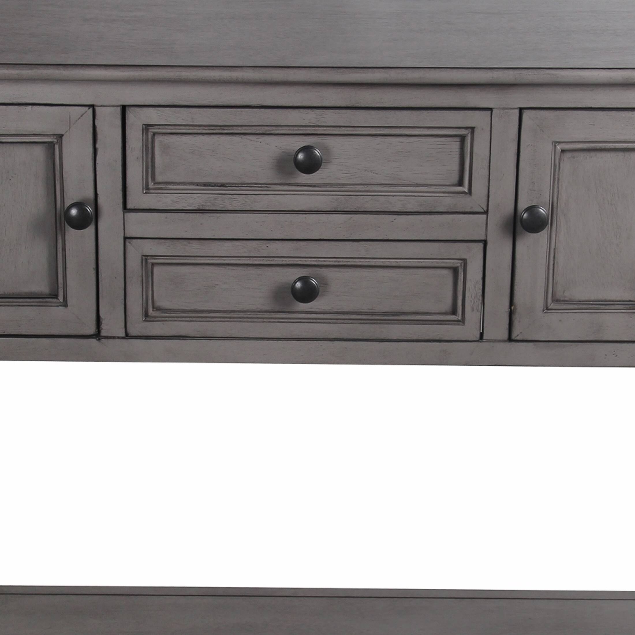 Benzara BM206056 Wooden Sideboard with 2 Spacious Drawers and 2 Door Cabinets Gray