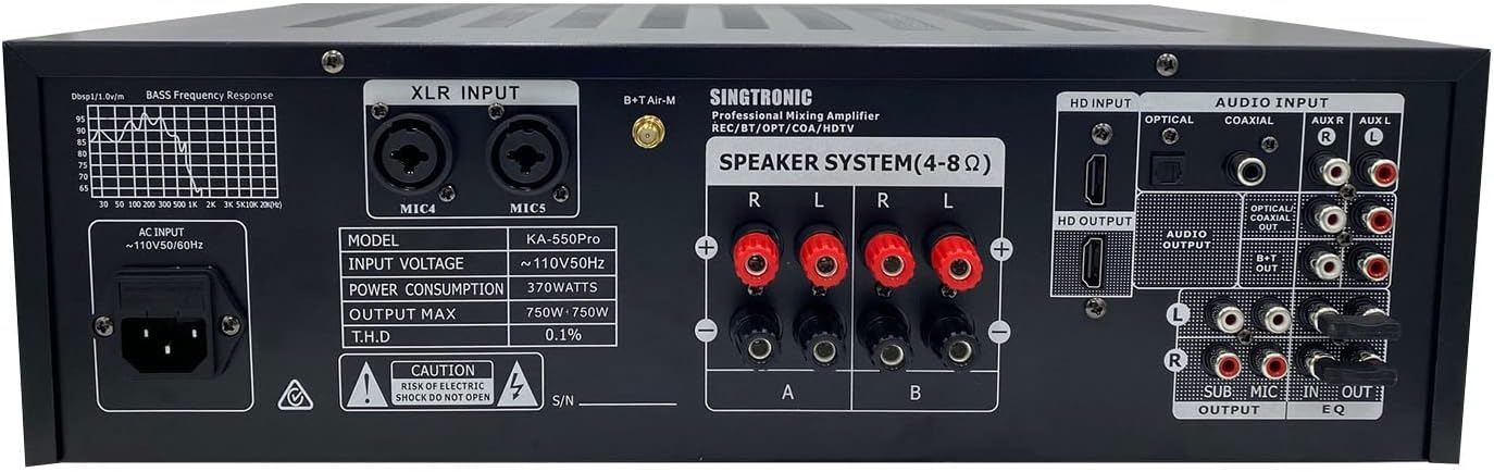 SINGTRONIC KA-550Pro Professional 1500W Mixing Amplifier Karaoke, Built in Voice Recording Function