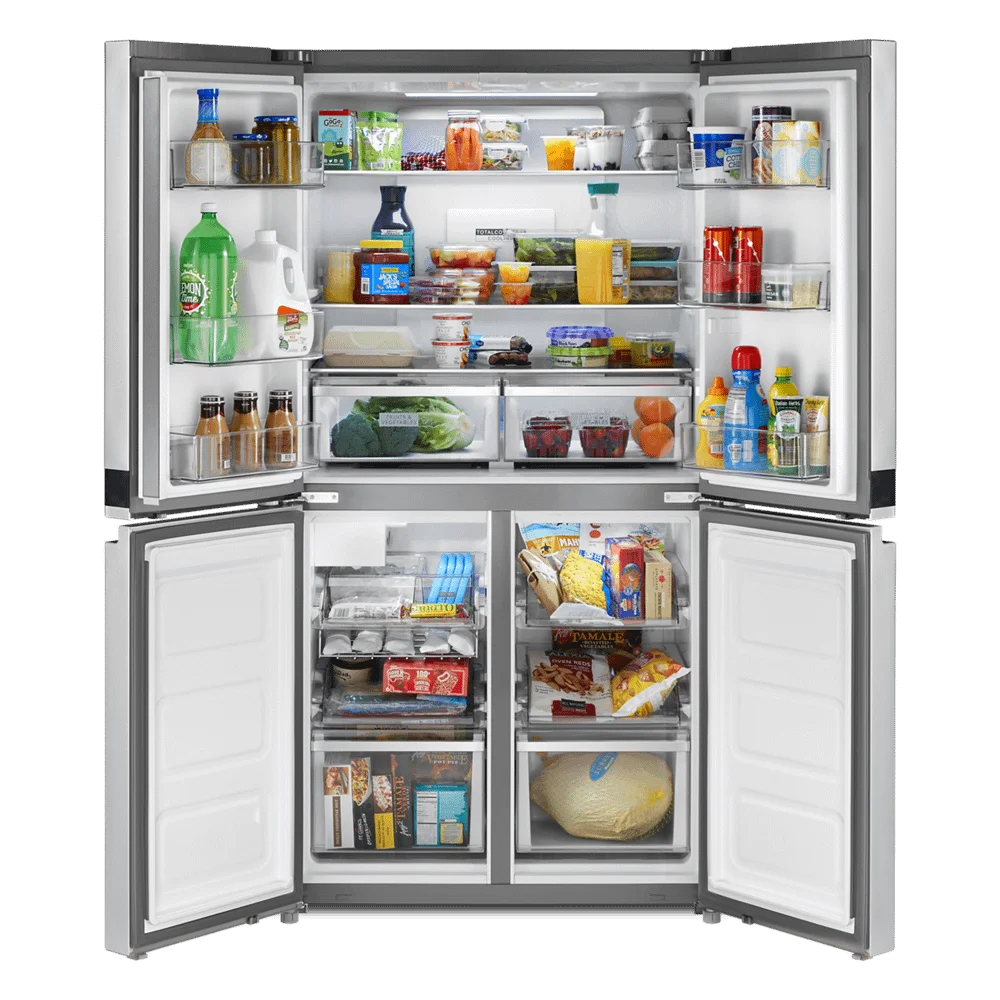 Whirlpool 36 19.4 cu ft Counter Depth 4 Door Refrigerator in Metallic Steel