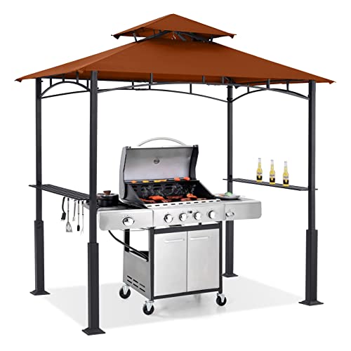 ABCCANOPY 8x5 Grill Gazebo - Outdoor BBQ Canopy Shelter with Led Light for Patio Backyard Grilling (Dark Gray)