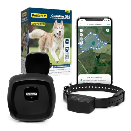 PetSafe Guardian GPS Connected Customizable Fence - Subscription-Free GPS Dog Fence for Large Yards, Create Your Own Boundary for up to 8 Dogs