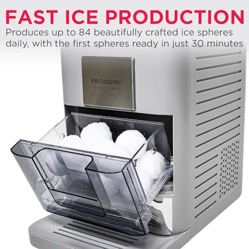 Frigidaire, EFIC240 Countertop Artisanal Sphere Ice Machine, Transparent Window, Gourmet Ice Maker, 84 Sphere per Day Capacity
