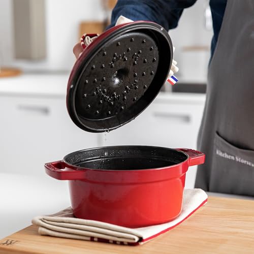 STAUB Cast Iron Dutch Oven 5.5-qt Round Cocotte, Made in France, Serves 5-6, Black Matte