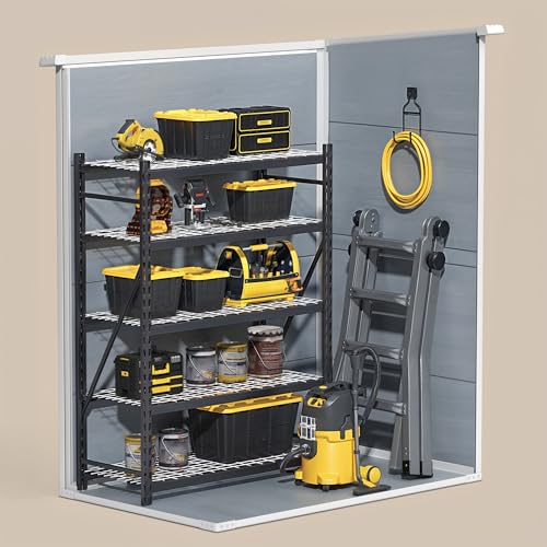 Gizoon 6x4 FT Outdoor Storage Shed with Floor, Resin Garden Tool Shed with Lockable Doors, Window, Vents, Reinforced Steel Frame