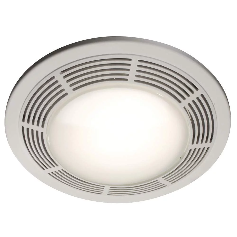 Broan-Nutone  750  Round Fan and Light Combo for Bathroom and Home, White Grille with Glass Lens, 100-Watts, 3.5 Sones, 100 CFM