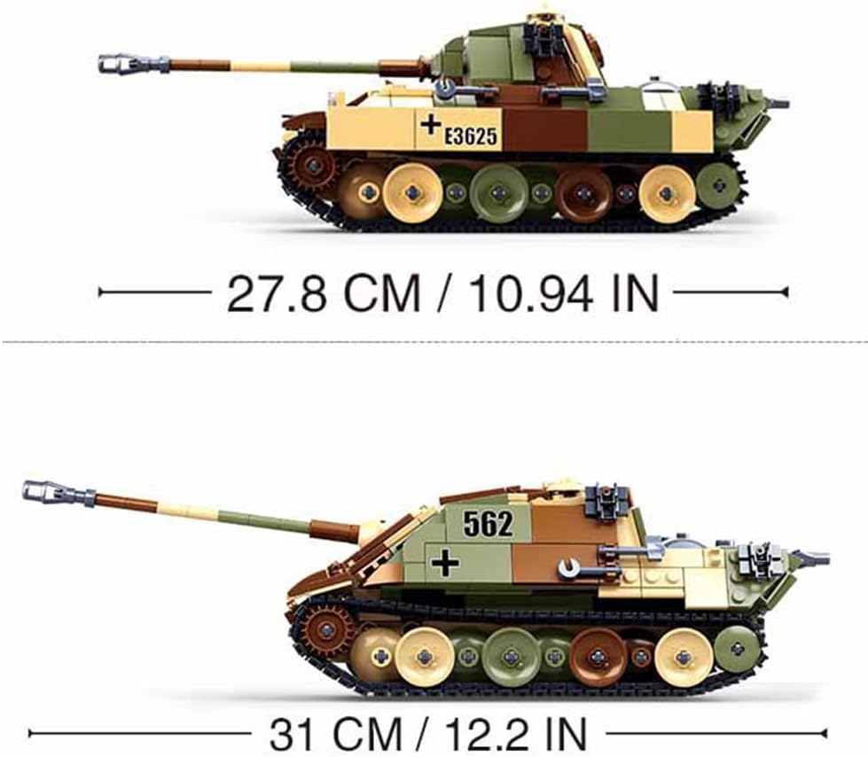 DAHONPA Panzer G Tank Army Building Block(725 PCS),WW2 Military Historical Collection Model with 3 Soldier Figures,Toys Gifts for Kid and Adult.