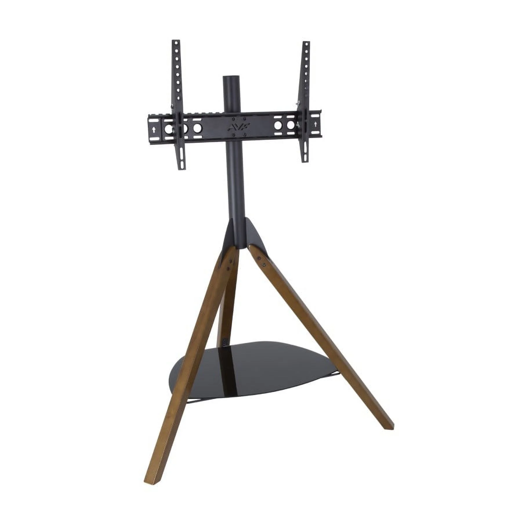 AVF FSL1000HOXDWB-A Hoxton TV Floor Stand with TV Mounting Column for 32-inch to 65-Inch TVs, Dark Wood Legs Column and Black Glass