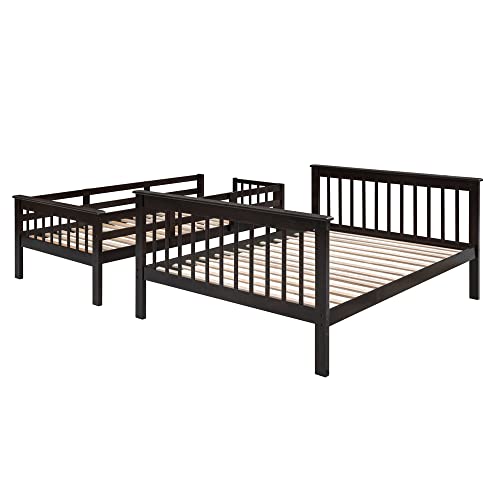 Ball & Cast Twin-Over-Twin Bunk Bed with Twin-Size Trundle and 3 Storage Stairs,Wood Bunkbed w/Full-Length Guardrails,Slat Support
