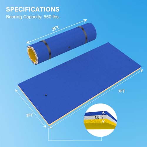 9/12/18 Ft Floating Water Mat – Heavy-Duty 3-Layer XPE Foam Pool Lake Floating Pad, Extra Large Capacity Water Lily Raft for Pool Parties, Beach