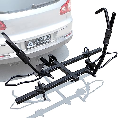 Leader Accessories 2-Bike Platform Style Hitch Mount Bike Rack, Tray Style Bicycle Carrier Racks Foldable Rack for Cars, Trucks
