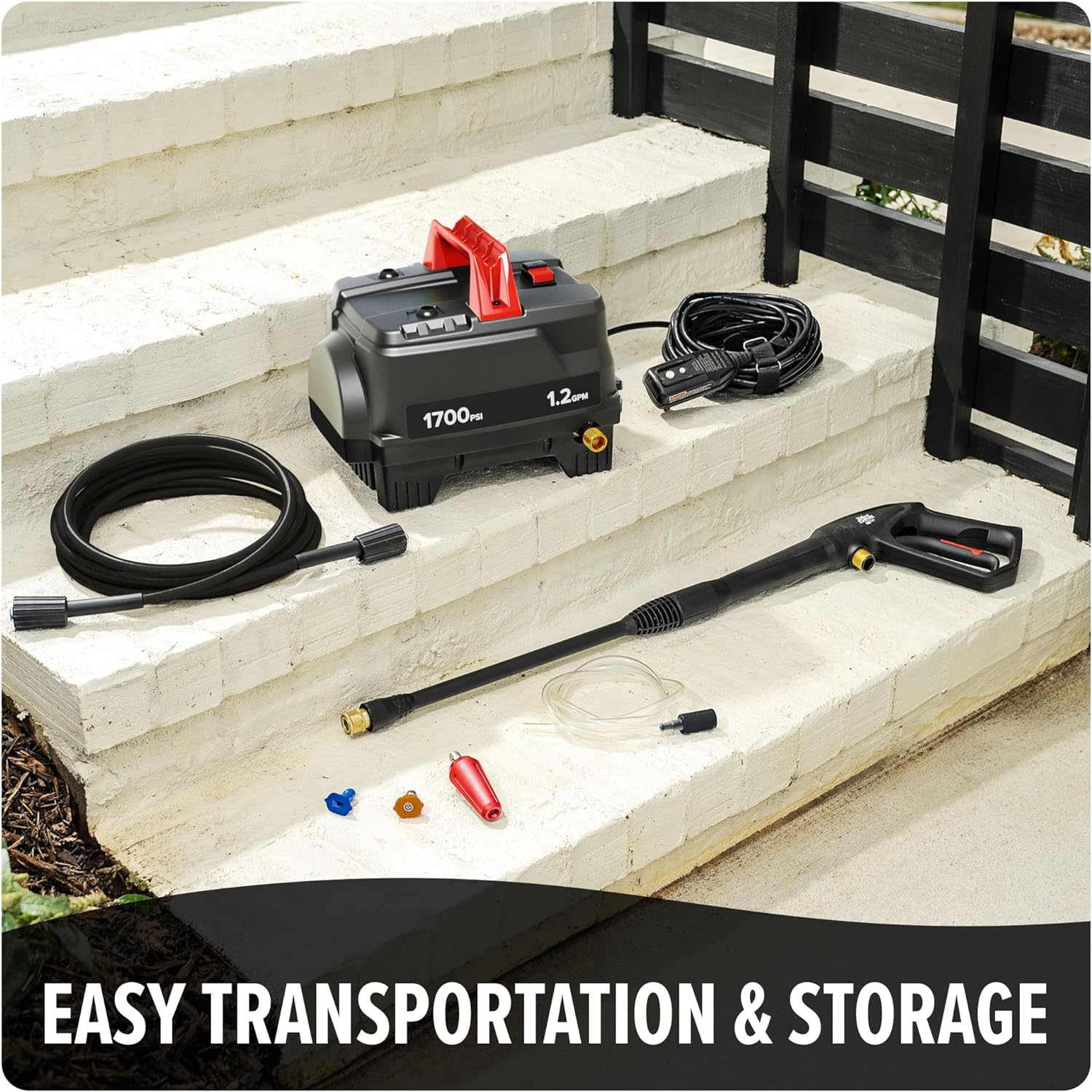 Dirt Devil Electric Pressure Washer, 1700 PSI with Included Attachments, Lightweight and Compact, High-Pressure Multi-Surface Cleaning, PD40000V