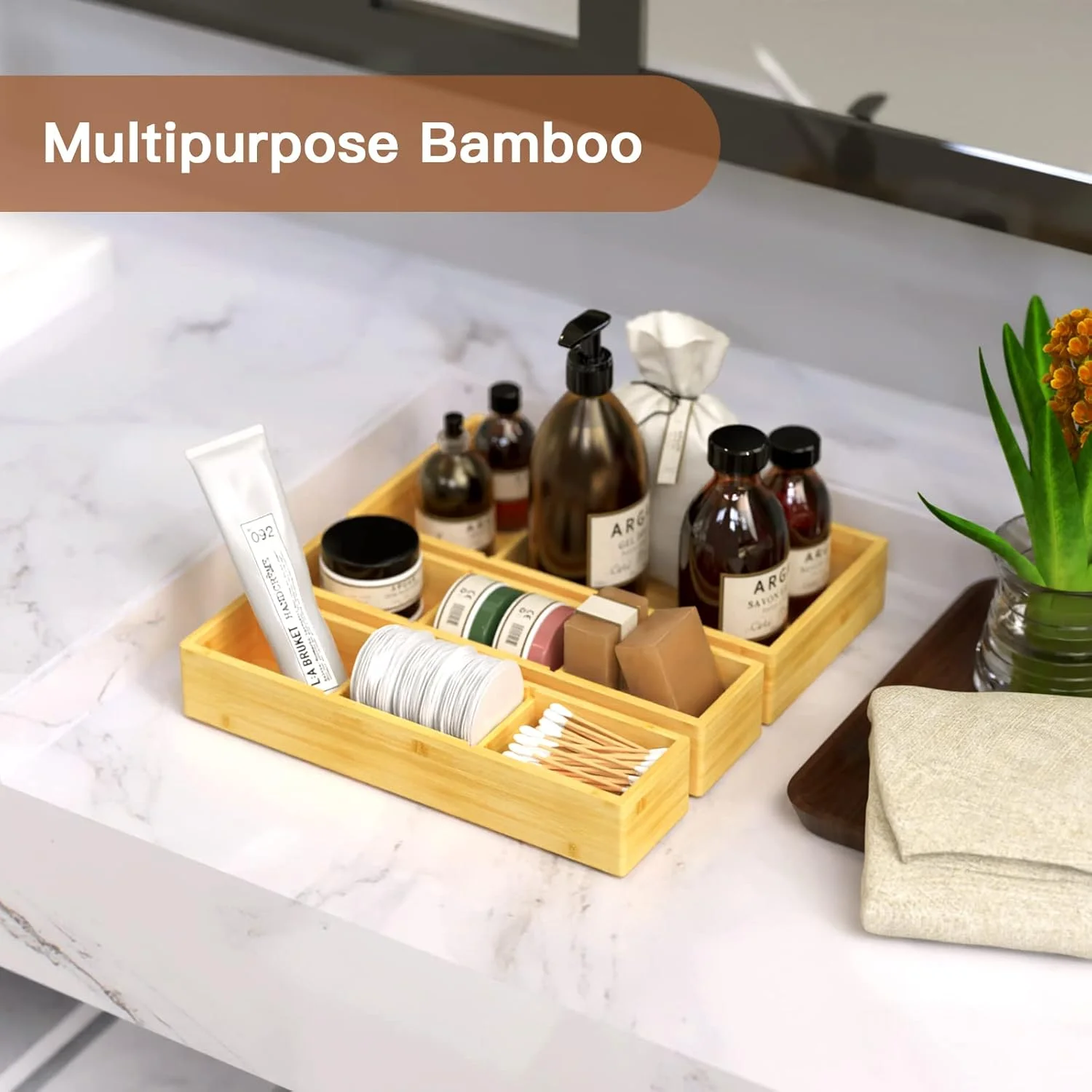 FDTBYHVYT Bamboo Drawer Organizer 12.5&amp;#39;&amp;#39; X 12.5&amp;#39;&amp;#39; X 2&amp;#39;&amp;#39