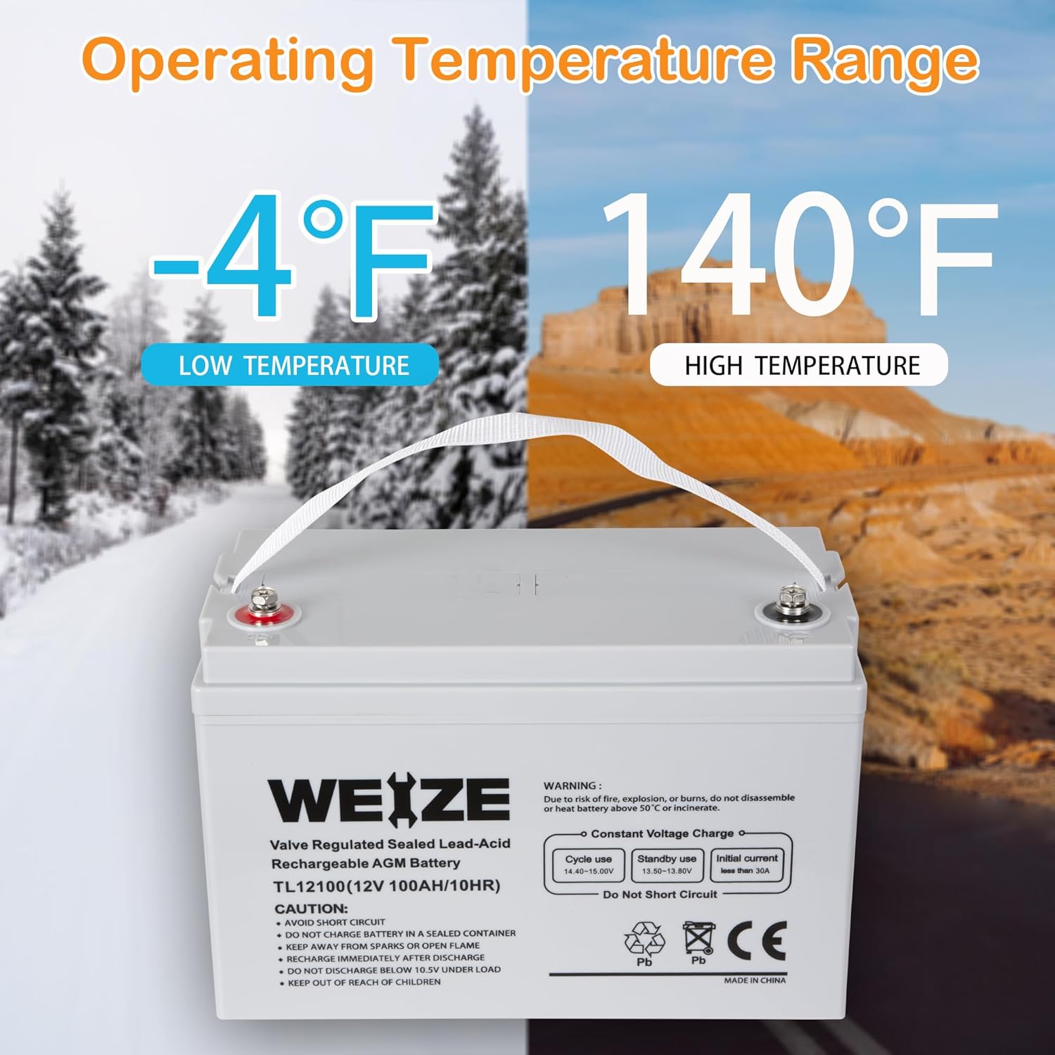Weize New 12 Volt 100Ah AGM Battery Deep Cycle, Maintenance-Free, 3% Self-Discharge Rate, 1150A Max Discharge Current, for RV, Solar, Trolling Motor