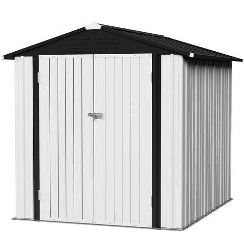 Flamaker Storage Shed Waterproof Metal Garden Shed with Lockable Door Utility Tool Shed Outdoor Storage for Backyard, Patio and Lawn (5 x 3 FT)