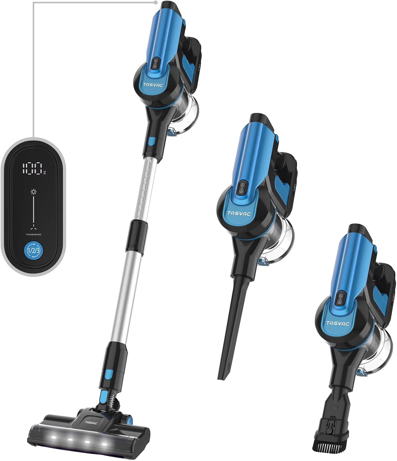 Cordless Vacuum Cleaner with Smart LED Display TASVAC 23 k Pa 6 in 1 Powerful Suction Stick Vacuum, Lightweight, Up to 50 Runtime
