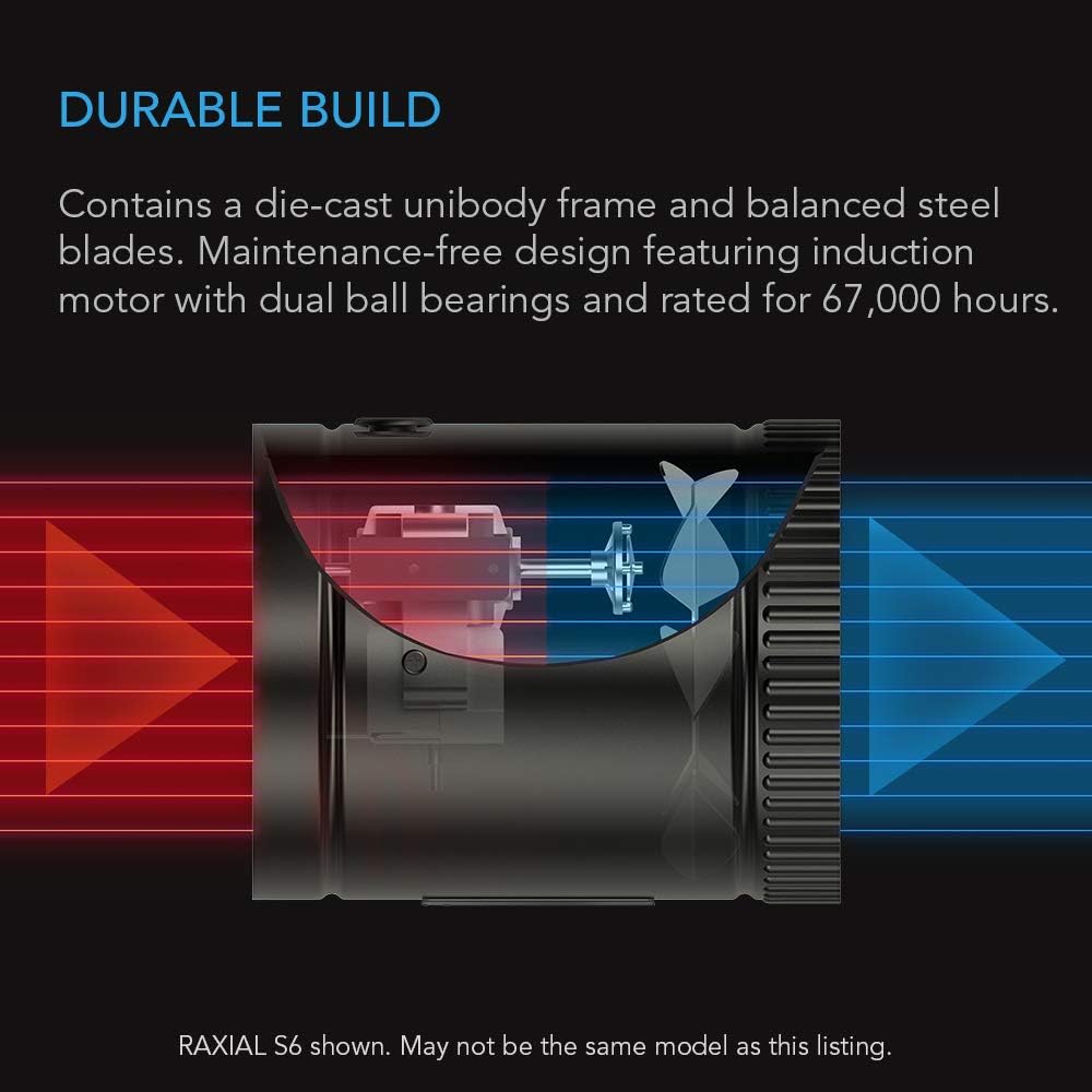 AC Infinity RAXIAL S8, Inline Booster Duct Fan 8” with Speed Controller - Low Noise Inline HVAC Blower Can Fan for Basements, Bathrooms, Kitchens