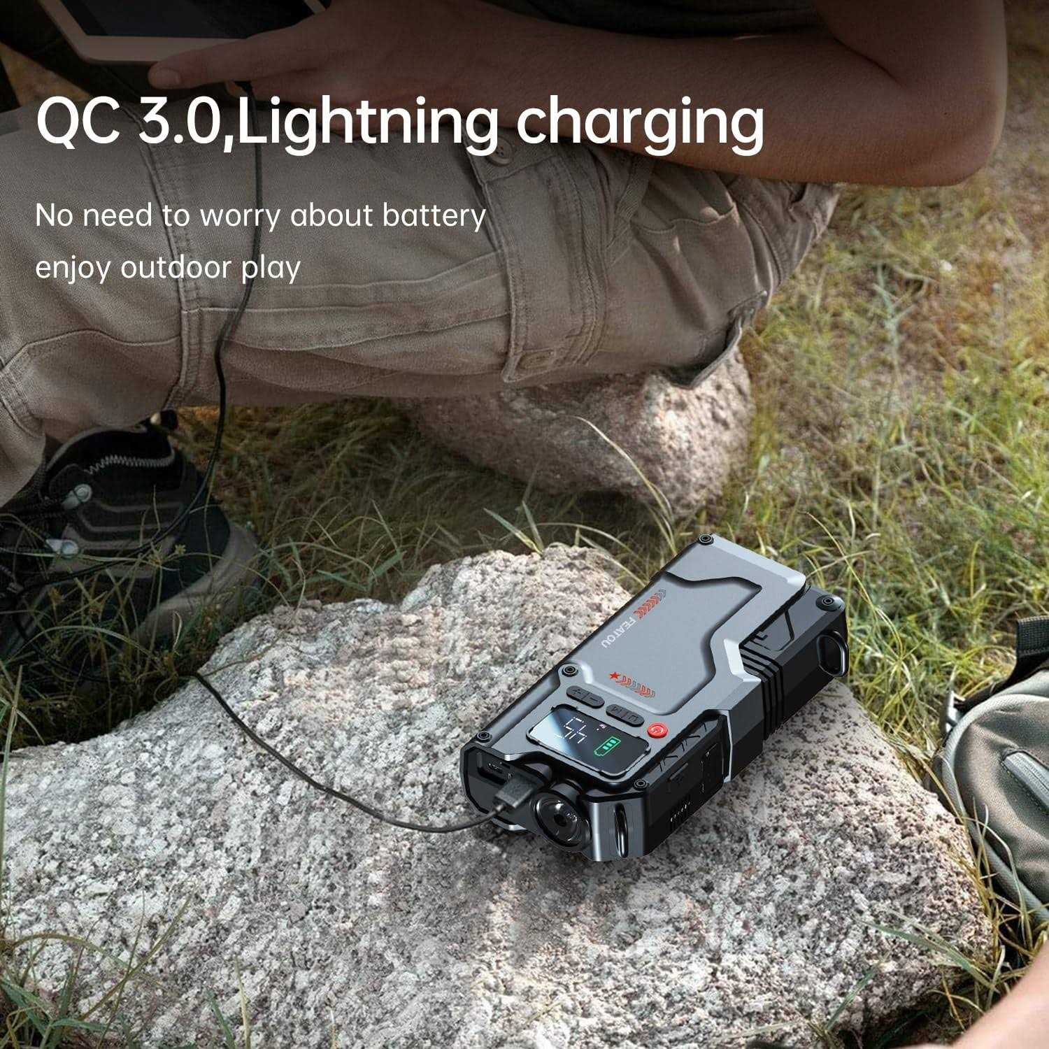 Featou Jump Starter with Air Compressor 5 in 1 Function Jump Box 2500A Peak 150PSI Jump Starter Battery Pack with Digital Tire Inflator