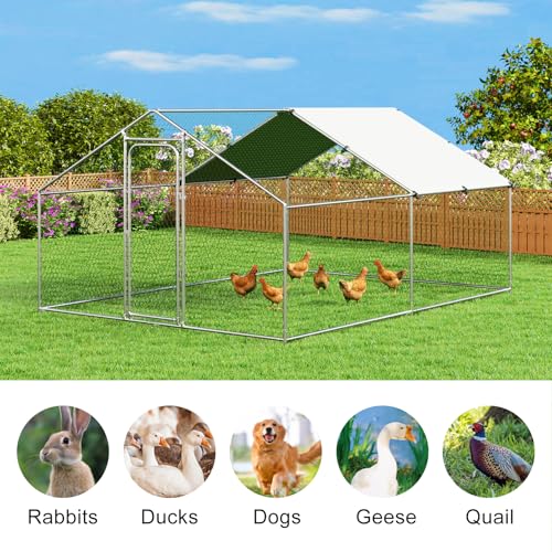 Large Metal Chicken Coop with Waterproof and UV-Resistant Cover