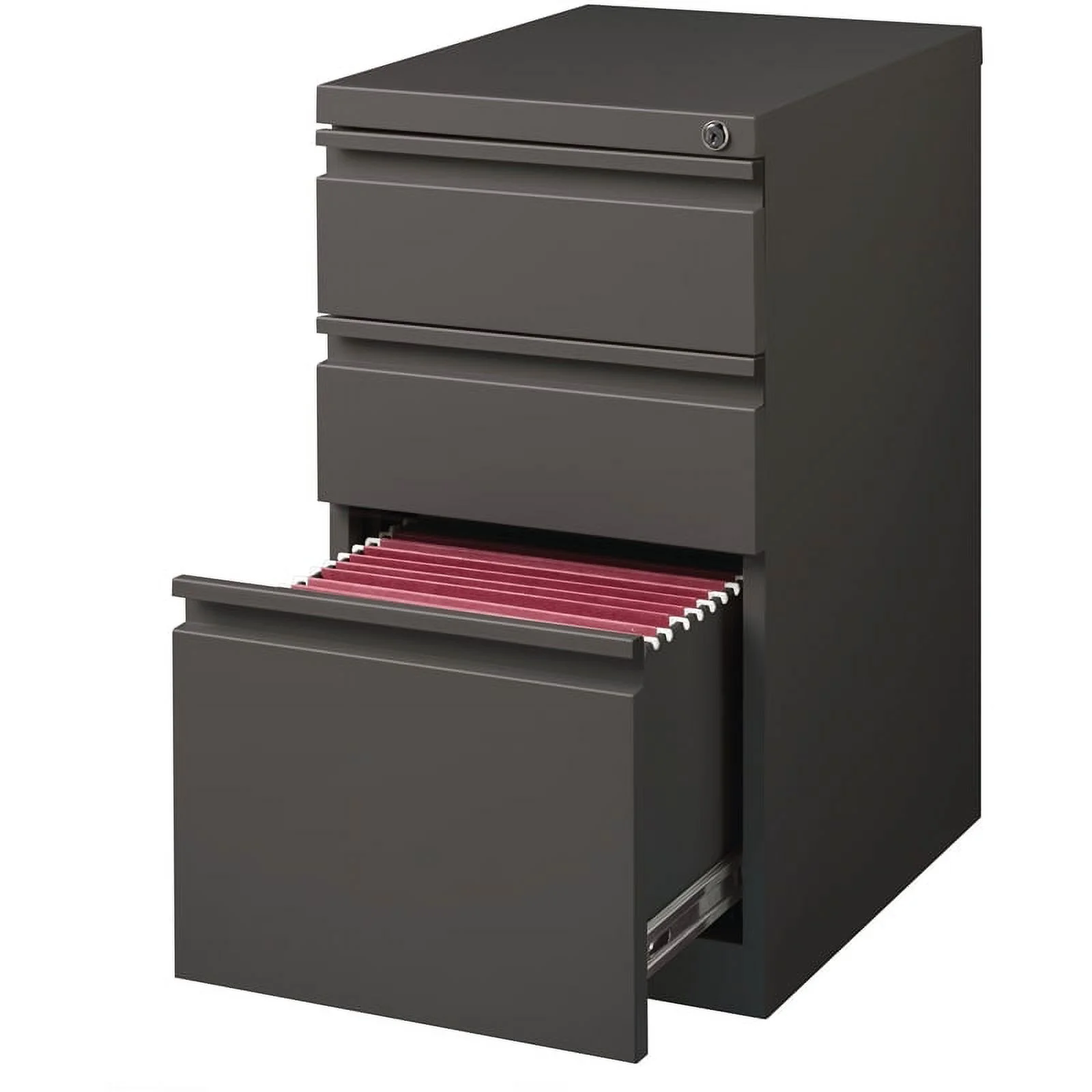 Bowery Hill 3-Drawer Modern Metal Mobile Pedestal File Cabinet in Espresso